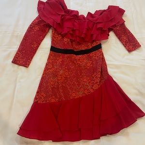 For Love & Lemons red lace mini dress